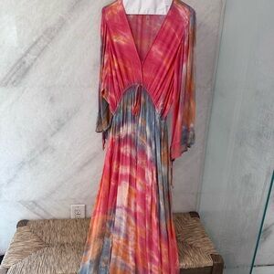 Vibrant Long Sleeve Tie-Dye Dress